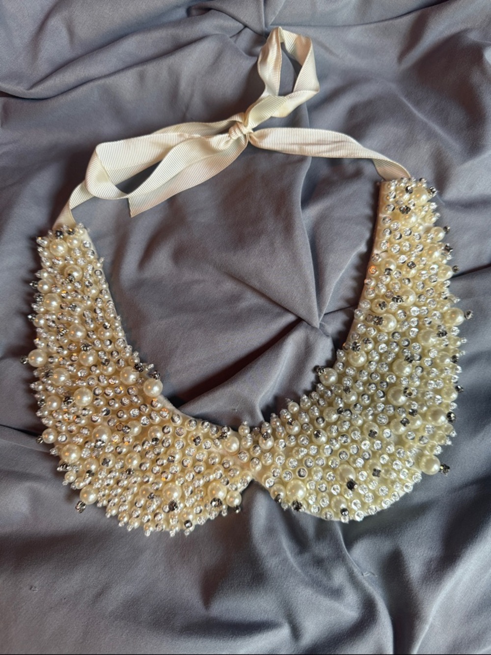 Tasha Ivory Pearl and Crystal Collar Necklace - Picture 4 of 7